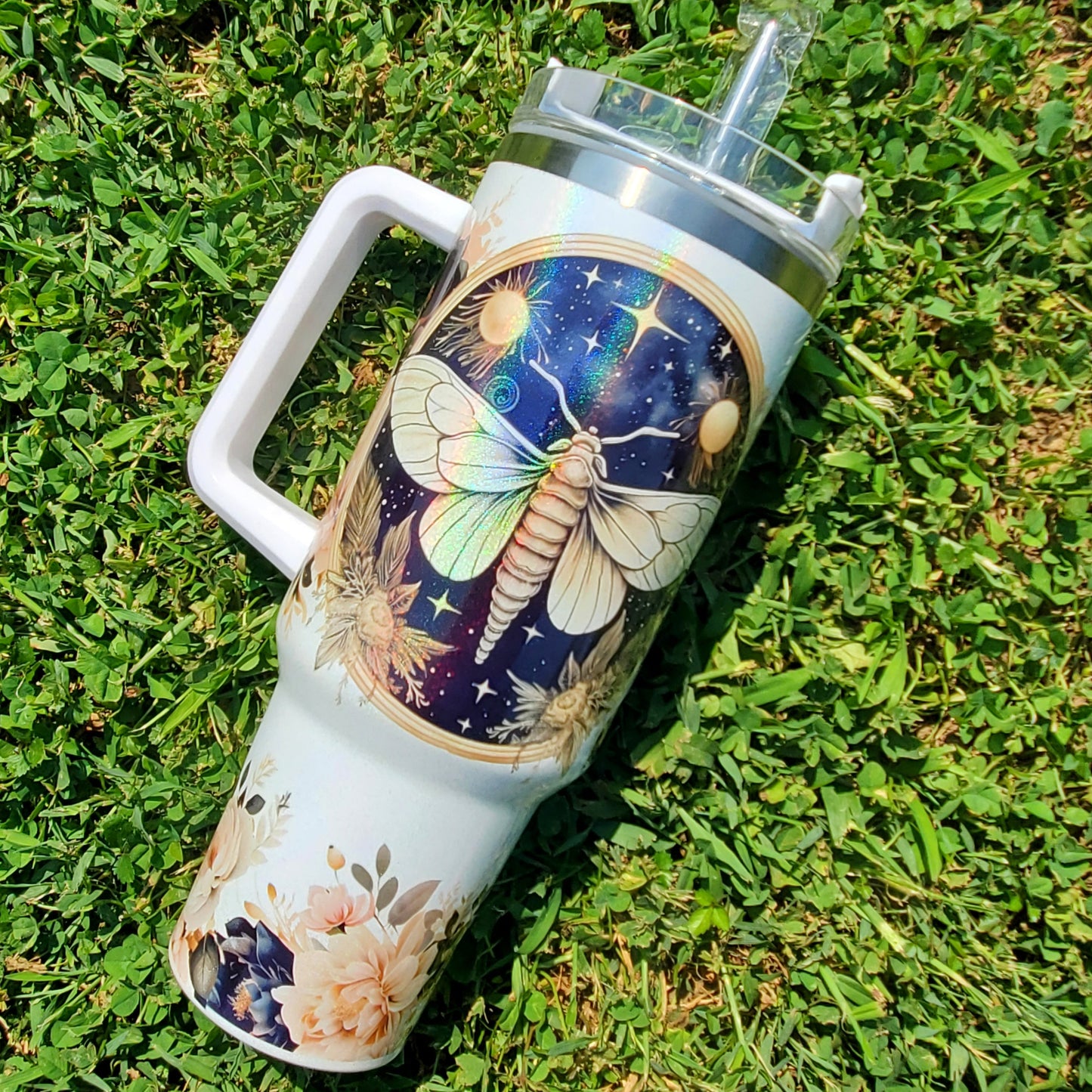 Holographic Lunar Moth 40oz w/Handle