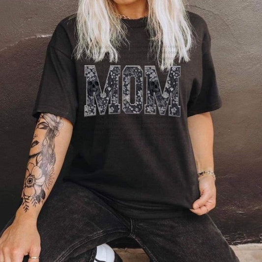 Dark Floral Mom Shirt